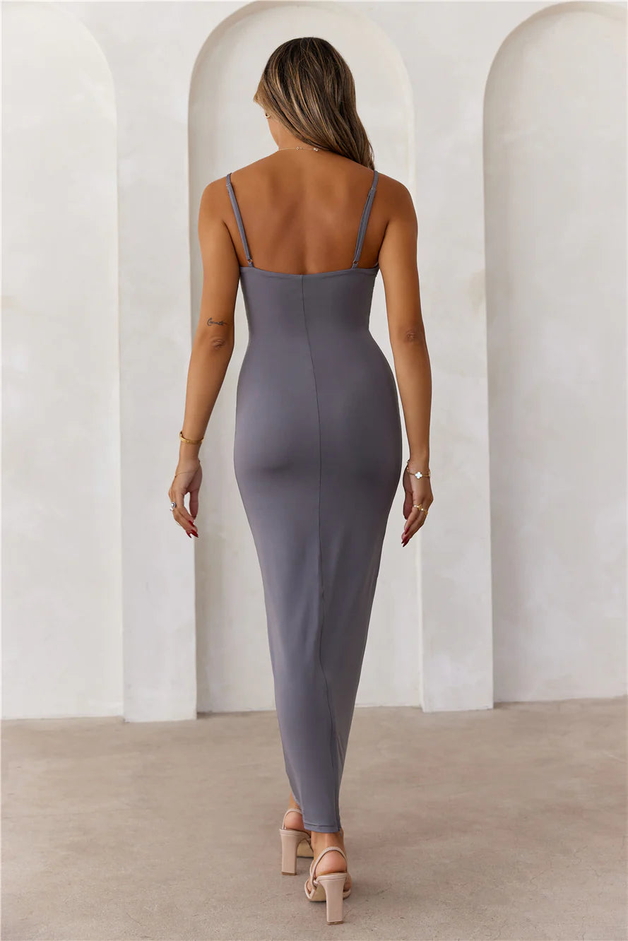 BASE Smoothing Thin Strap Maxi Dress Charcoal