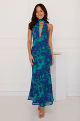 Aquamarine Dreams Halter Maxi Dress Blue