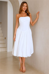 Adelaide Strapless Bubble Midi Dress White