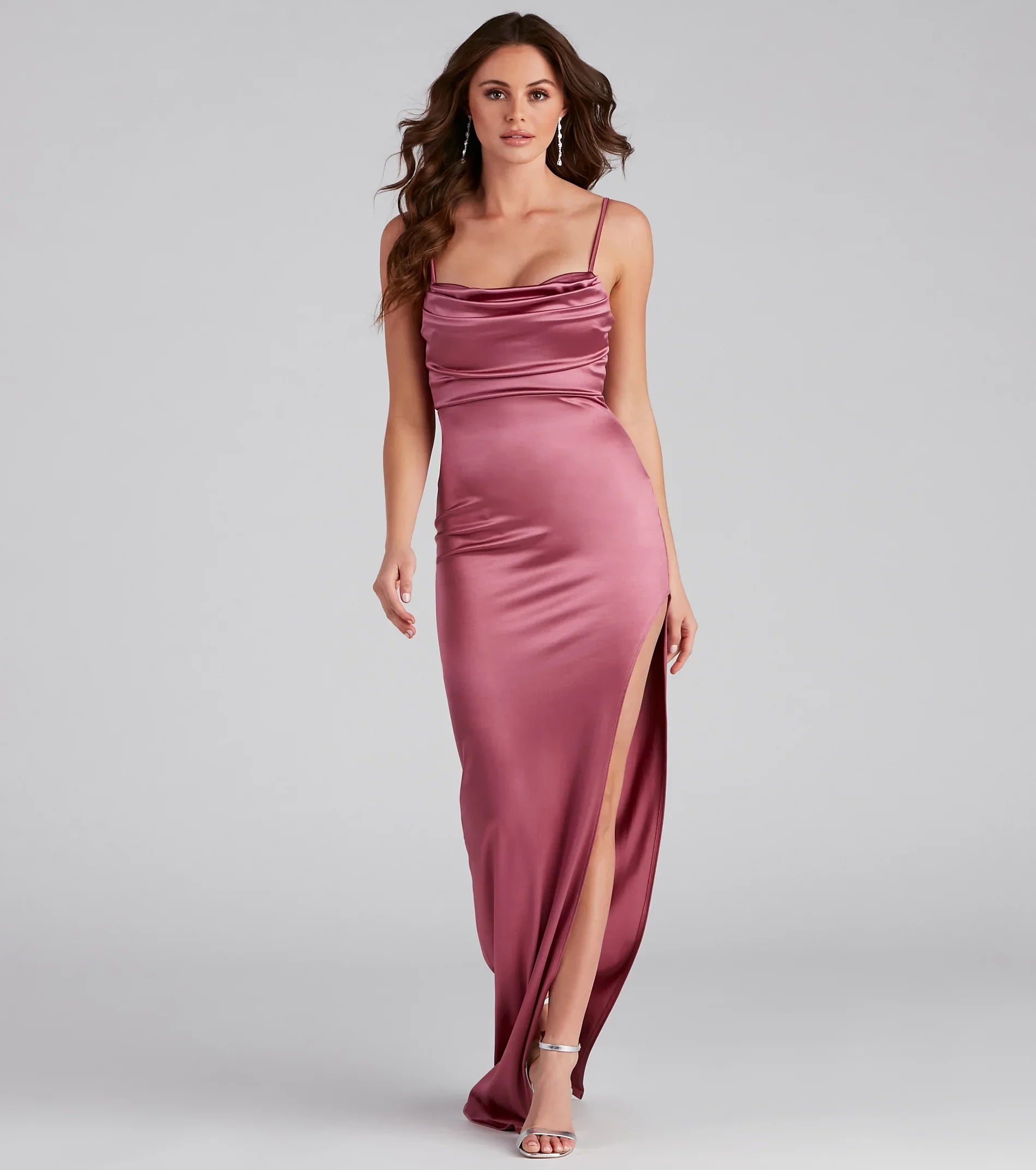 Lola High Slit Satin Dress