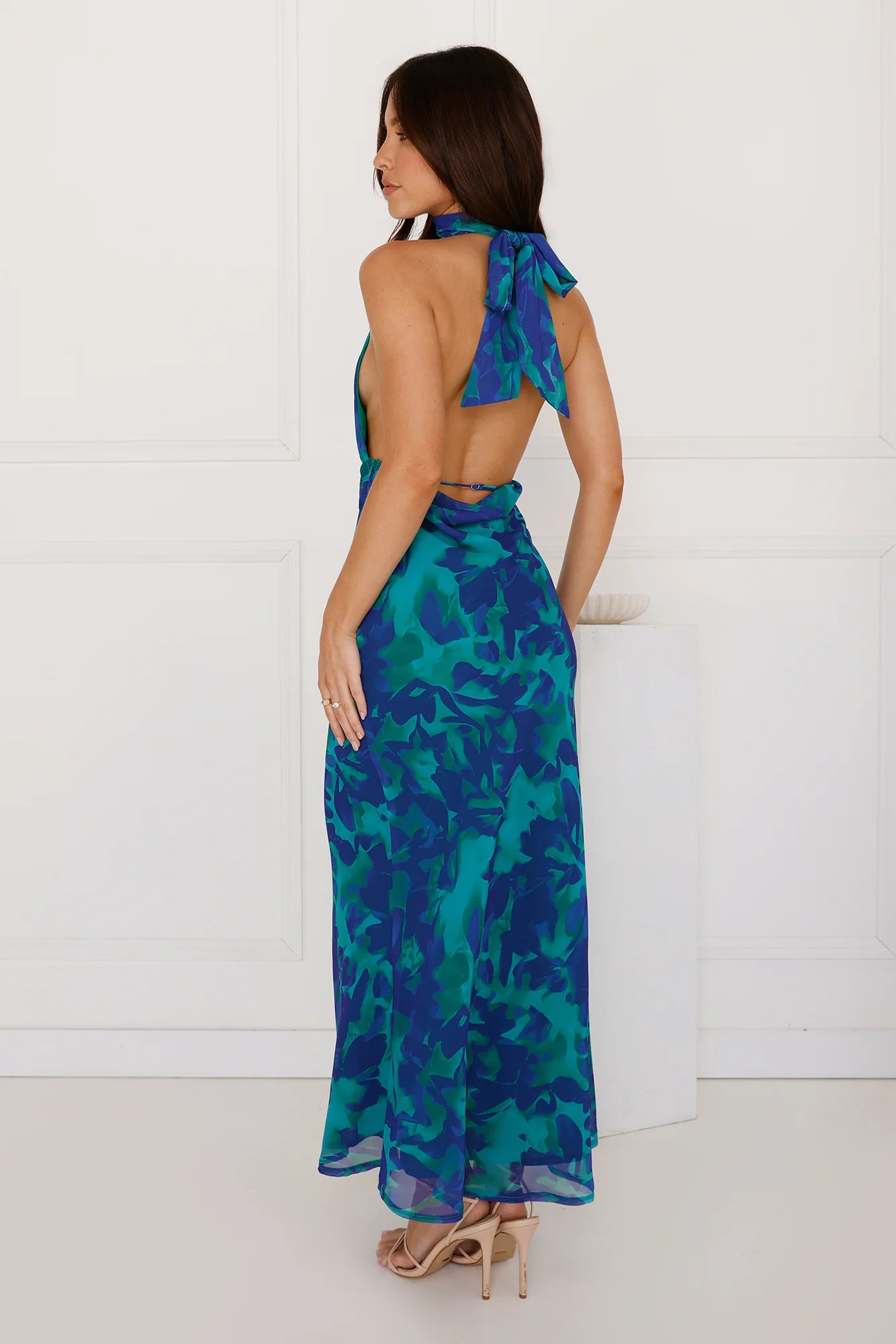 Aquamarine Dreams Halter Maxi Dress Blue