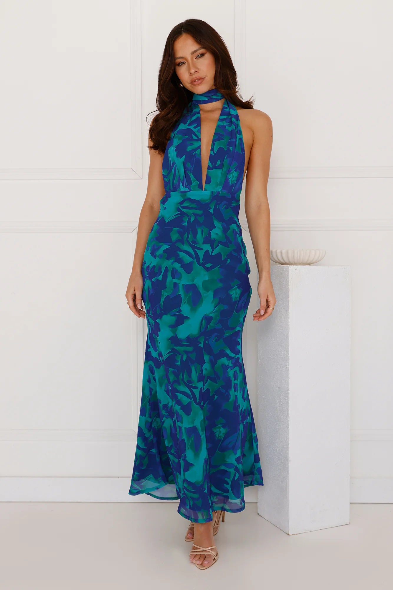 Aquamarine Dreams Halter Maxi Dress Blue